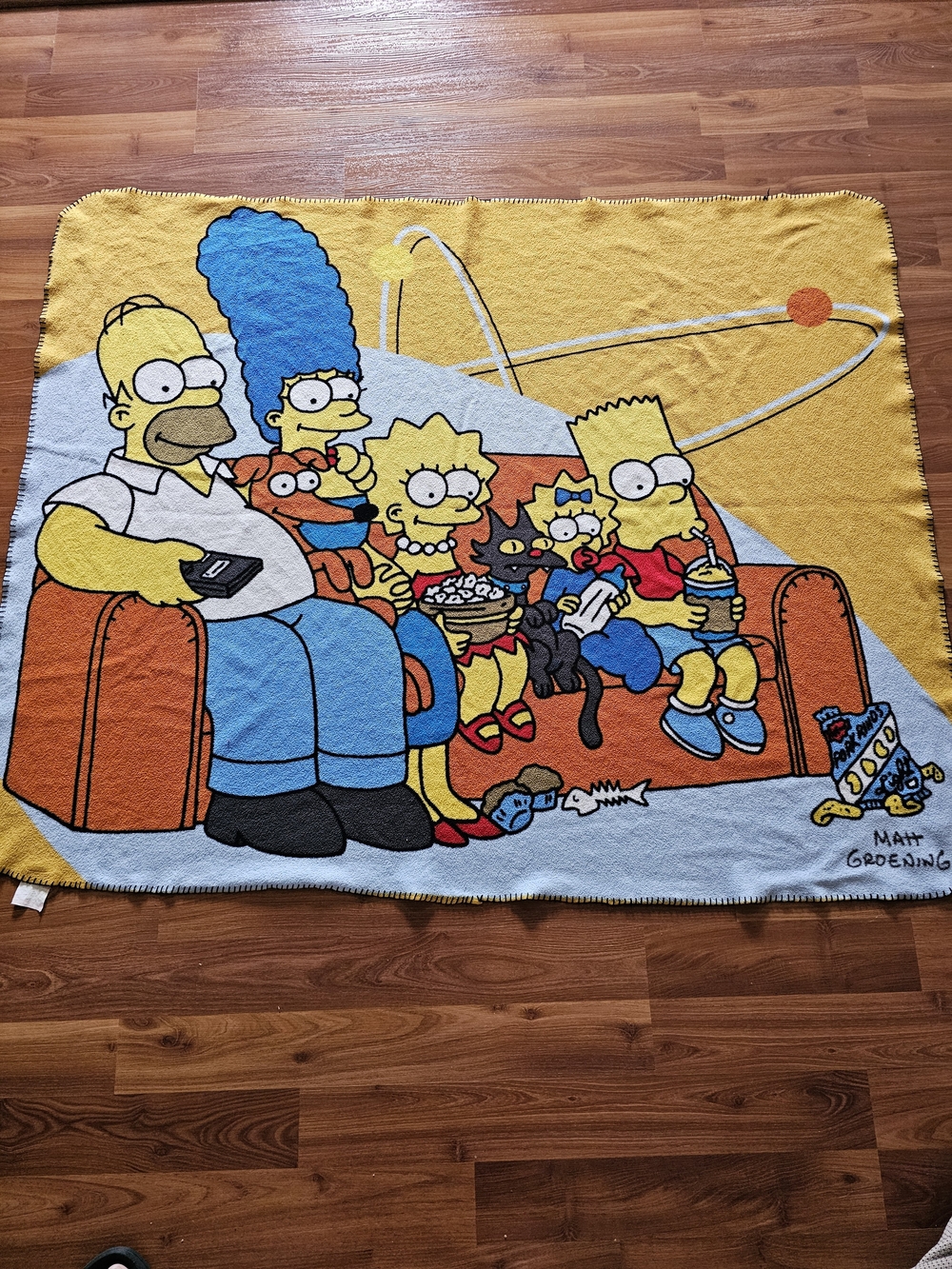 Vintage The Simpsons Family Throw Blanket - Yellow